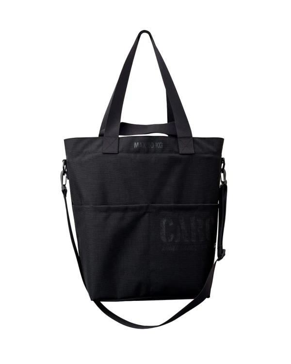 elegancka pojemna czarna torba miejska z kieszeniami z cordury cargo by owee
