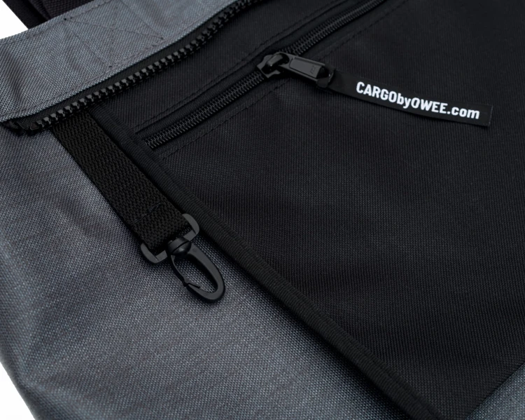 mała pojemna wytrzymała szara torba miejska z cordury cargo by owee karabińczyk na klucze