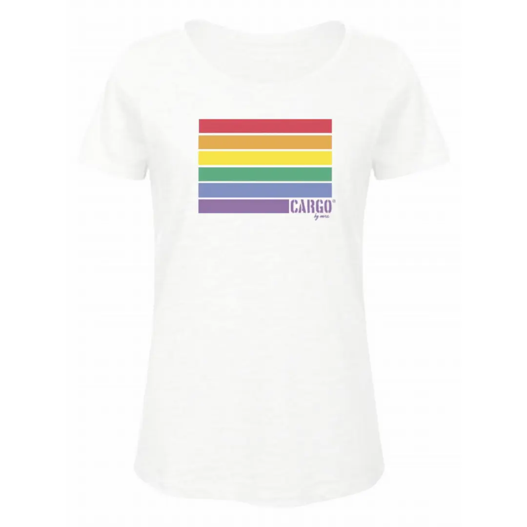Biała koszulka t-shirt z nadrukiem tęczy CARGO by OWEE
